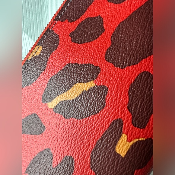 Coach Red Leopard Print Wristlet - Picture 7 of 14